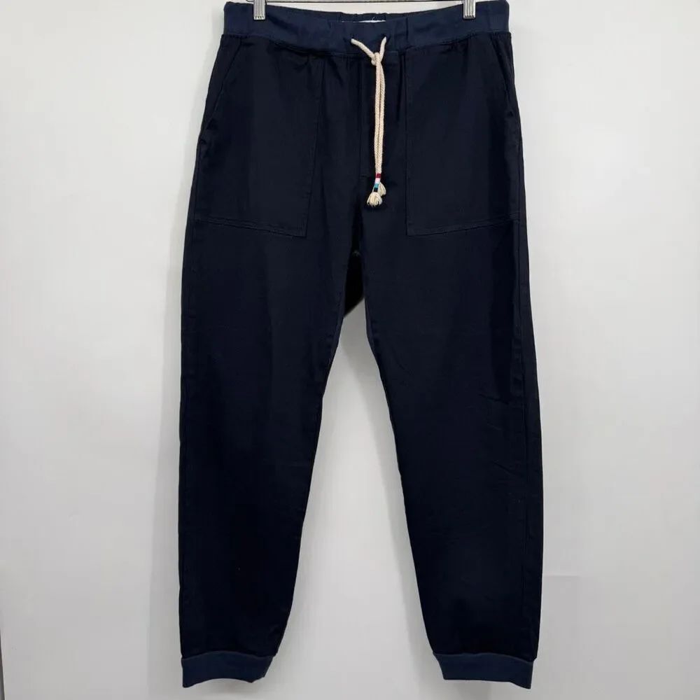 Sol Angeles Navy Blue Relaxed Drawstring Cotton Jogger Pants Size Large